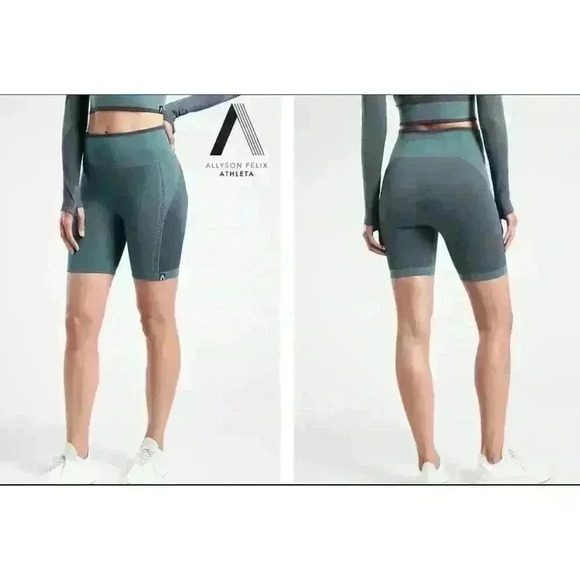 Athleta Allyson Felix Legend Seamless Bike Shorts Lagoon Teal Size 2X - Picture 1 of 4